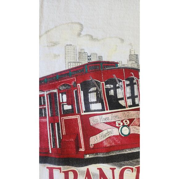 VTG 90s San Francisco Golden Gate Bridge Trolley Car Destination Tee Shirt XL - Picture 4 of 10